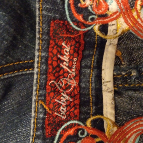 Baby Phat Bermuda Shorts JRS 11 Dark Wash Y2K Streetwear Embroidered - Picture 7 of 13